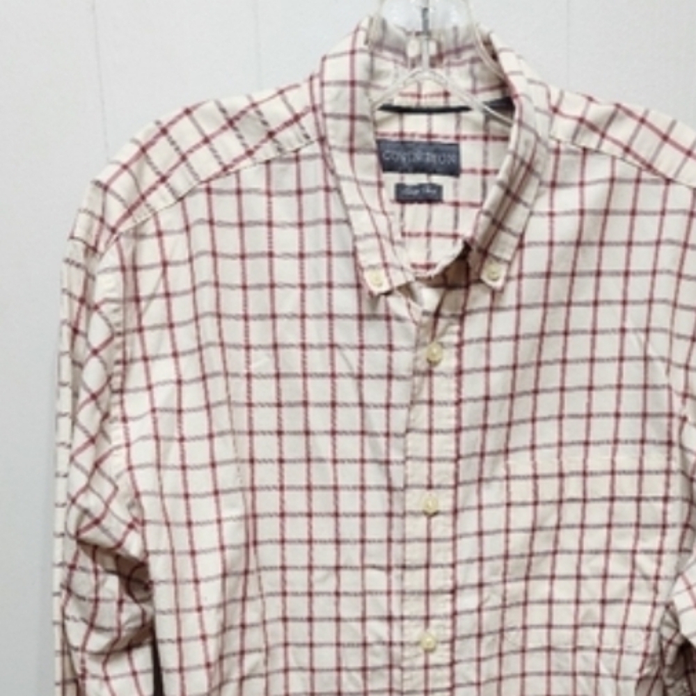 Covington‎ Shirt Large Easy Care Button Front Men's Long Sleeve Checkered B518